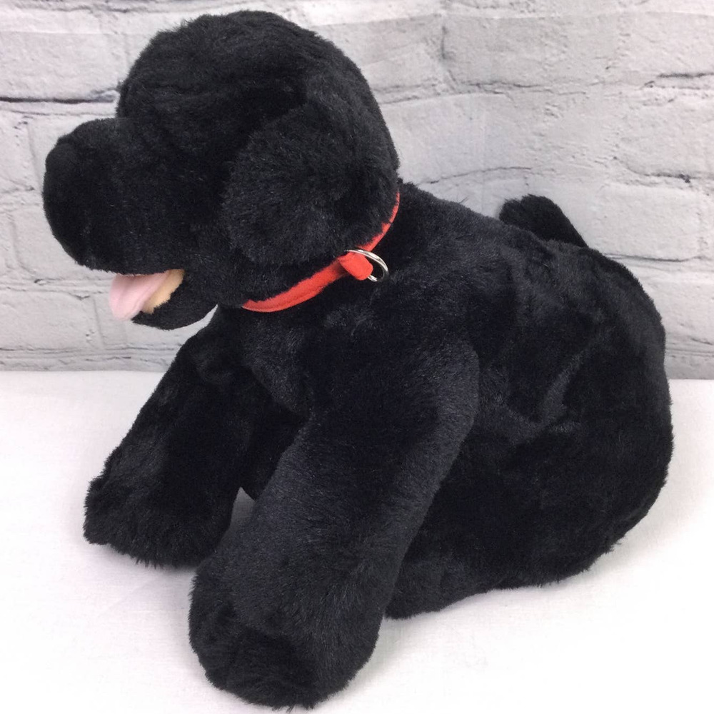 Build a Bear Workshop Black Red Leash 15" Plush Dog - Picture 2 of 9